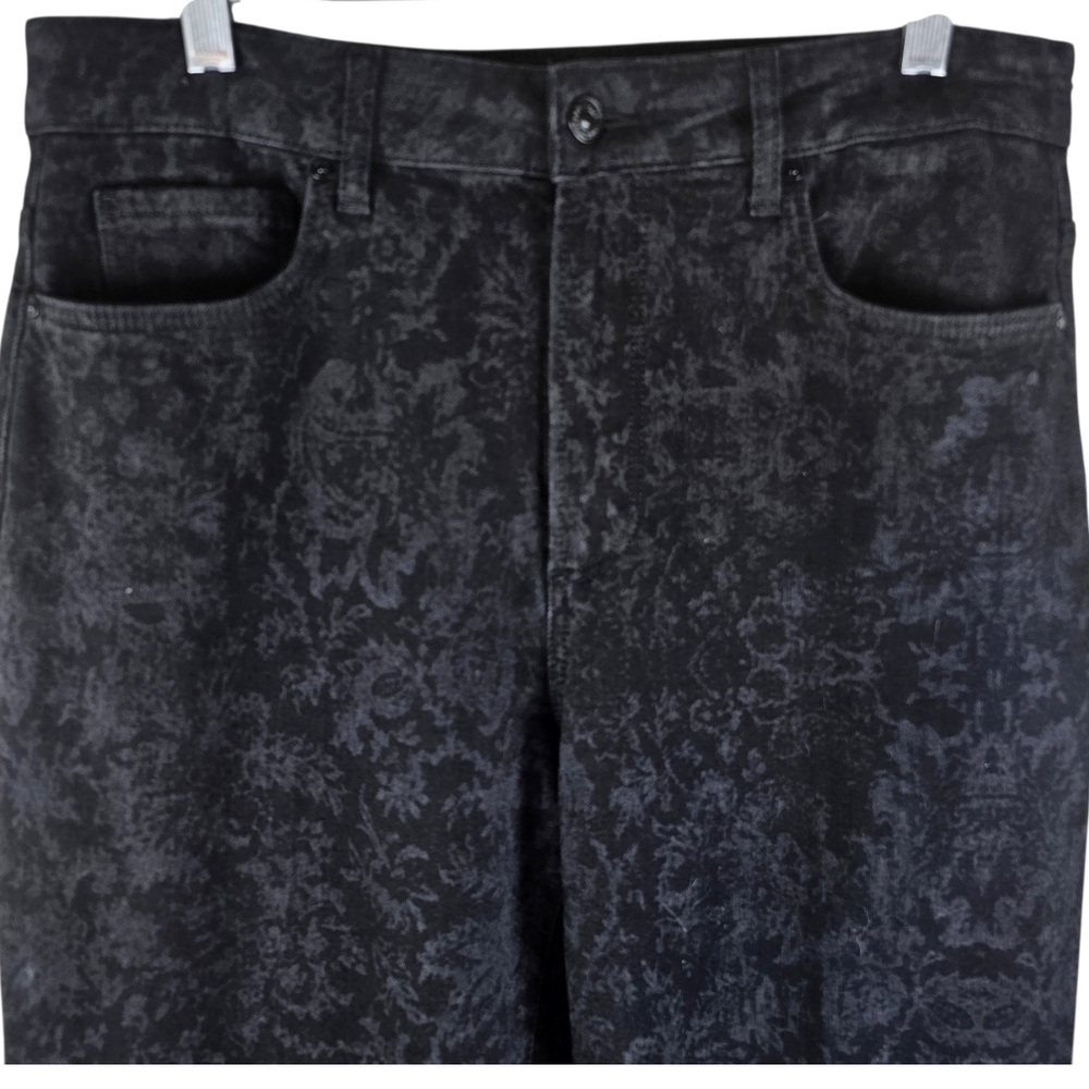 PAIGE LEENAH Black Floral Laser Cut High Waist Flared Jeans In 30 NWOT - Picture 5 of 12